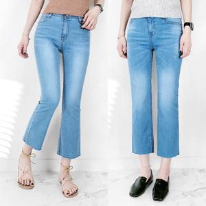 [103st] 기능성 쿨원단 연청 부츠컷 일자 여름 청바지/여성 밴딩 스판 8부 9부 데님 팬츠