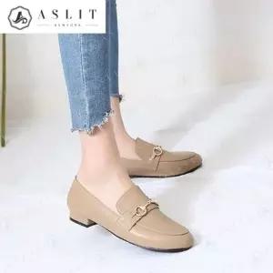 [애슬릿] 빅사이즈 여성 금장 스트랩 플랫 로퍼 2.5cm