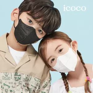 아이코코 KFAD 비말차단 마스크 25매 [화이트/블랙] [소형L 9∼13세]