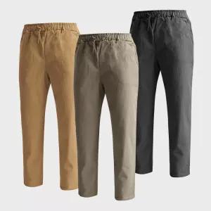 [화이트빌딩]남자 스판 면 바지 9부 워싱 세미와이드 팬츠