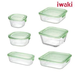 일본 iwaki/오븐 & 렌지용 내열유리 사각팩-그린 6종 중 택1(냄새가 배이지 않는)