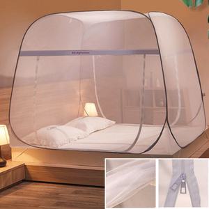 원터치 사각 침대 모기장 텐트 캐노피 슈퍼 싱글 퀸 킹 사이즈 아기 1인용 대형 접이식