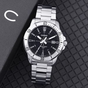 정품 스타샵 MTP-VD01D-1C 카시오 남성 클레식 메탈 시계 실버블랙 c132