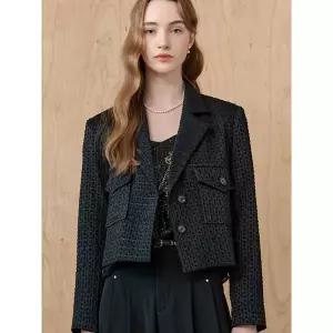 [하프클럽/마쟈]메탈얀 믹스 자카드 크롭 자켓