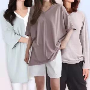 [하프클럽/]여성큰옷 빅사이즈 여자 가오리 롱 박스 티셔츠 배색 오버핏tee