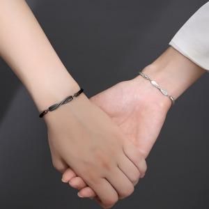 925실버 뫼비우스 스트립 로프 매듭 커플 팔찌 