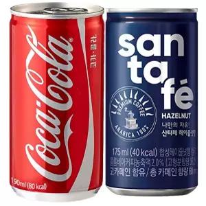콜라 커피 미니캔 코카콜라 190ml+산타페헤이즐넛 175ml 60캔구성 산타페