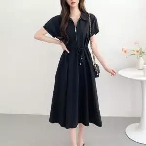 [라일리의류] Rly 단아함 캐주얼 퍼프소매 여성 레이스업 원피스