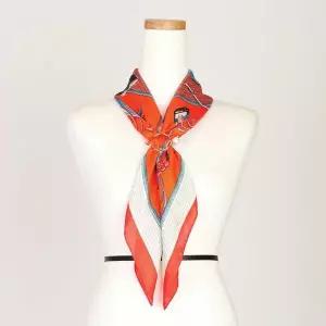 [하프클럽/샵앤]여성중년가을마차실크고급사각스카프LMD-WSC-0373-오렌지