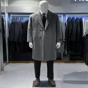 [트루젠][트루젠] 트루젠 FW (+구스안감 탈부착) 카키그레이 핸드메이드 캐시미어블렌드 세미오버핏 롱코트