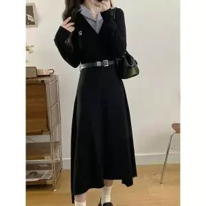 [하프클럽/예쎄](벨트SET)카라 로고뱃지 롱원피스(S4FOP019A)