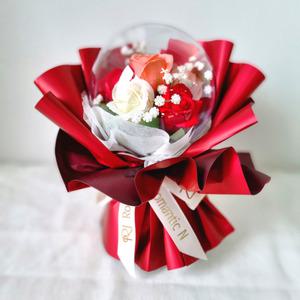 풍선꽃다발 졸업식 꽃다발 LED 아크릴 꽃풍선 화환 패션레드