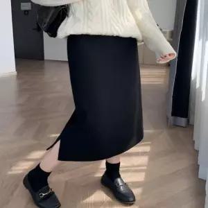 ONM 여성 융 기모 안감 골덴 롱 스커트 겨울 밴딩 치마