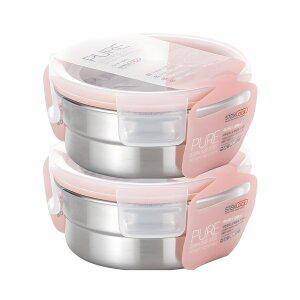 [스텐락] 국산 스텐 밀폐용기 퓨어 원형 스텐반찬통 2P세트 모음 택1