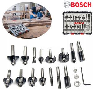 BOSCH 루터비트 세트 15pcs (목재용) 샹크/6mm 트리머비트 육각렌치 볼베어링포함/루터날 트리머날