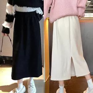 ONM 코듀로이 골지 융기모 스커트 롱치마 허리밴딩 뒷트임