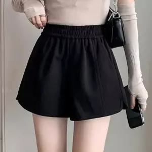 ONM 하이웨이스트 A라인 모직 반바지 허리밴딩 캐주얼룩