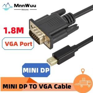 MnnWuu 1080P 미니 썬더볼트 DisplayPort DP DP-VGA 케이블 어댑터 HDTV 모니터 호환 맥북에어 Pro1.8M