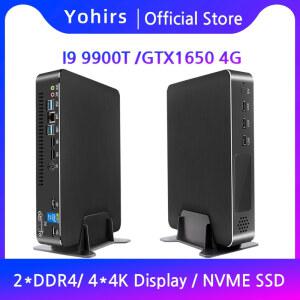 Yohirs 미니 데스크탑 PC 코어 i9 9900T I7 9700F I5 GTX1650 4G 기가비트 랜 2 x HDMI2.0 DP NVME SSD AC