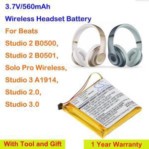 560mAh 무선 헤드셋 배터리 AEC 643333  Beats Studio 2.0 3.0 B0500 B0501 솔로 프로 A1914용