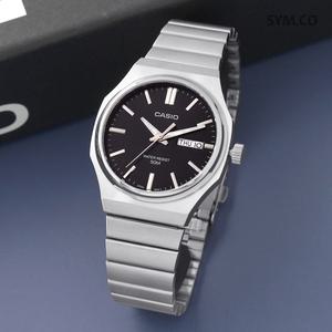 카시오 남성 빈티지 캘린더 실버 메탈 시계 MTP-E735D-1A c156