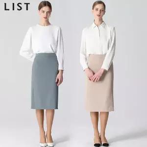 [리스트(LIST)] 기품있는 사이드 슬릿 미디 스커트 (택가격: 128000원)