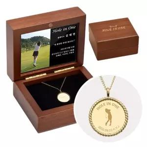 [골드모아][온주얼] 18K 골프목걸이 미니우드케이스 홀인원 선물
