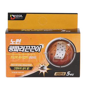 노런 왕파리끈끈이(5매) 1갑 날파리 파리 잡는 끈끈이 찍찍이 찐득이