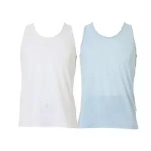 [와코루]남)얇고 시원한 강연사 아사코튼 골지 런닝 2종세트(WMV8432R WH/BU)..[35100543]