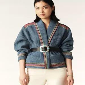 바쉬 24SS 블루 자수 라인배색 면 긴팔자켓 SIJA4E007B2