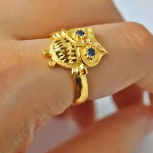 [가앤] 24k순금 블루아이 부엉이 반지 7.5g