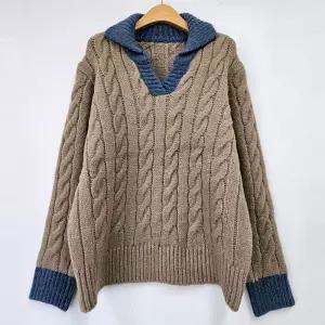 빅사이즈 502 페리배색카라꽈배기티 DEBT609