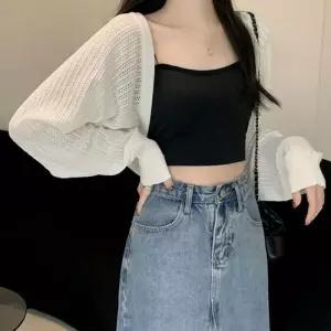 ONM 소재 여름 펀칭 여자 시원한 가디건 얇은 볼레로