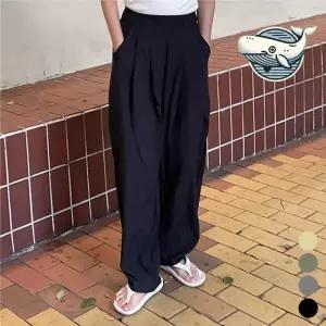 ONM 편안한 핀턱 배기 와이드 바지 아웃도어 여름