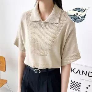 ONM 여름 시원한 카라 니트웨어 언발란스 그물짜임