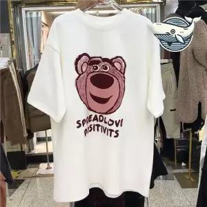 ONM 곰돌이 프린트 캐주얼 면 반팔티 저지 스타일