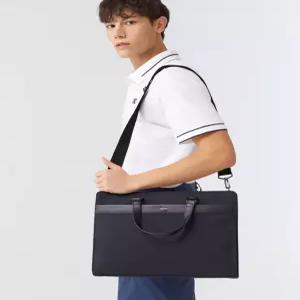 헤지스 액세서리 남성 24FW [핫딜][스테디셀러] 블랙 가죽배색 서류가방 WUBA4F356BK