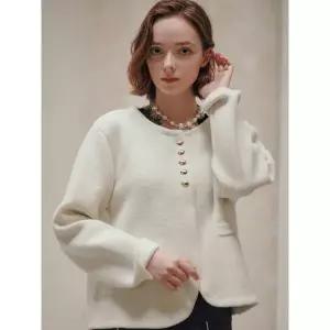 [하프클럽/]글리터 믹스 미니버튼 라운드넥 가디건