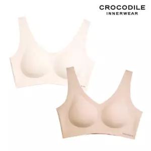 [크로커다일] 소프트 쿨인견 쉘론 패드일체형 V넥 브라2종 베이지 다크베이