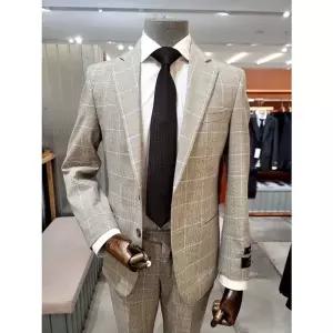 [본]24 S/S 본 이태리 마르조또원단 베이지 체크 정장 BN4SJA034[35252222]