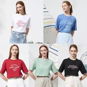 여성면레터링반팔티셔츠5종세트