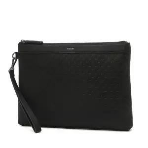 [헤지스](대구신세계)블랙 이니셜패턴 소가죽 클러치백 HJHO5F830BK