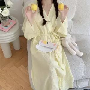[챠밍 스토어]챠밍 레몬 스트라이프 포켓 면로브 샤워가운 실내가운 비치가운 롱가운