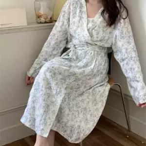 [챠밍 스토어]챠밍 뜨왈 포켓 면로브 샤워가운 실내가운 비치가운 롱가운