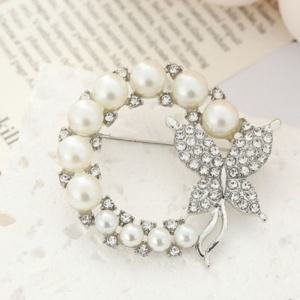 브로치 나비 진주 한복 정장 혼주 장신구 큐빅