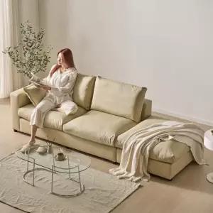 세인트블랑 컴피 구스 가죽 모듈 3인용 소파 한팔형 와이드 스툴 sk