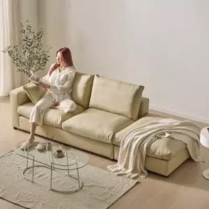 세인트블랑 컴피 구스 가죽 모듈 3인용 소파 한팔형 와이드 스툴 sk