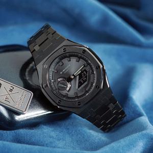 지샥 지얄오크 올블랙 올검 풀메탈 커스텀 블루투스 터프솔라 전자손목시계