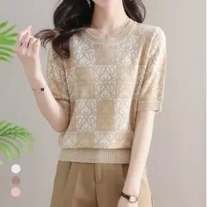 KARRA 아트체크블럭반팔니트_A5M0555