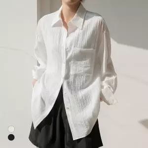 KARRA (77까지)모던링클시스루셔츠_A5M0107